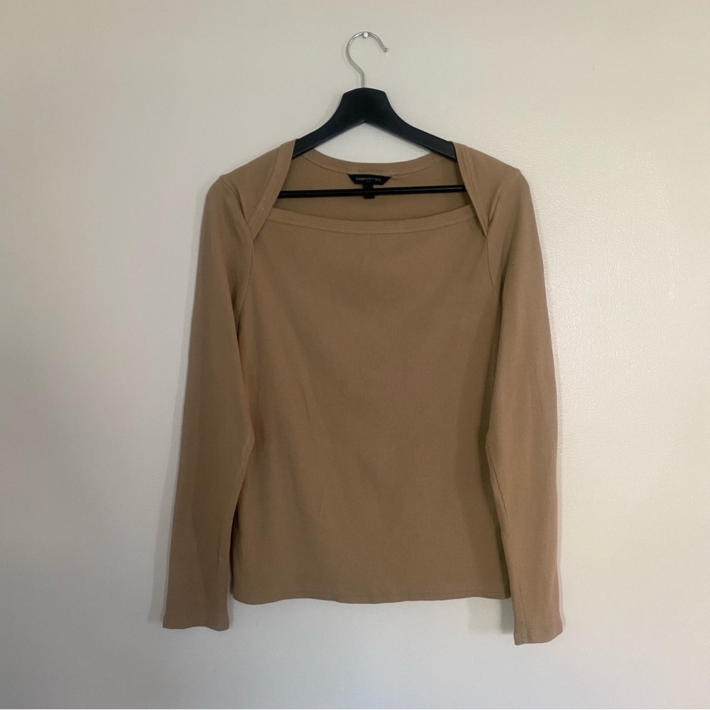 Banana Republic Long Sleeve Square Neck Top - Tan